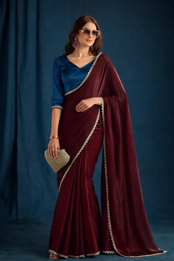 Maroon_Satin_Silk_Saree_For_Women
