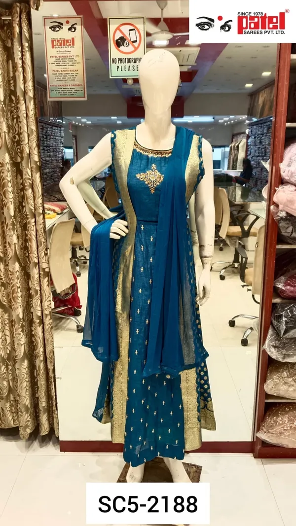 Blue_Raw_Silk_Ethnic_Gown_For_Women_Set_Of_3