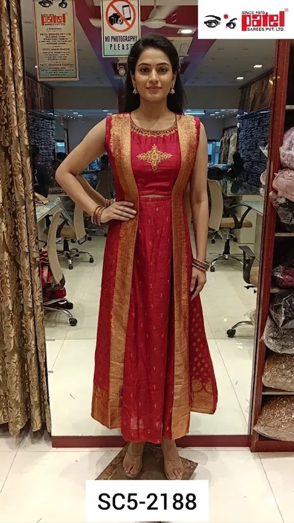 Red_Raw_Silk_Ethnic_Gown_For_Women_Set_Of_3
