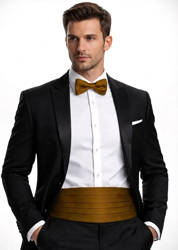 AACHINO_Premium_Men's_Micro_Fiber_Neck_Bow_Tie_&_Cummerbund_Set_-_Elegant_Slim_Tie_for_Weddings,_Grooms_&_Formal_Events_-_Luxury_Smooth_Finish_Tuxedo_Accessory_with_Gift_Box_(Mustard)