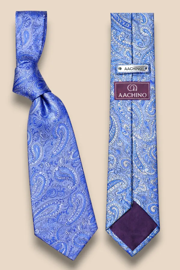 AACHINO_Italian_Micro_Fabric_Tie_Set_for_Men_with_Pocket_Square,_Cufflinks,_Tie_Pin_&_Lapel_Pin_|_Premium_Wedding_&_Formal_Gift_Box_(Rain_Blue)