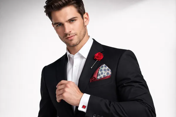 AACHINO_Pocket_Square,_Cufflinks_&_Lapel_Pin_Set_for_Men_with_Premium_Gift_Box_|_Polyester_Formal_Accessories_Combo_for_Wedding,_Party,_Office_Wear_(Geometric_Multi_Cr_Red)