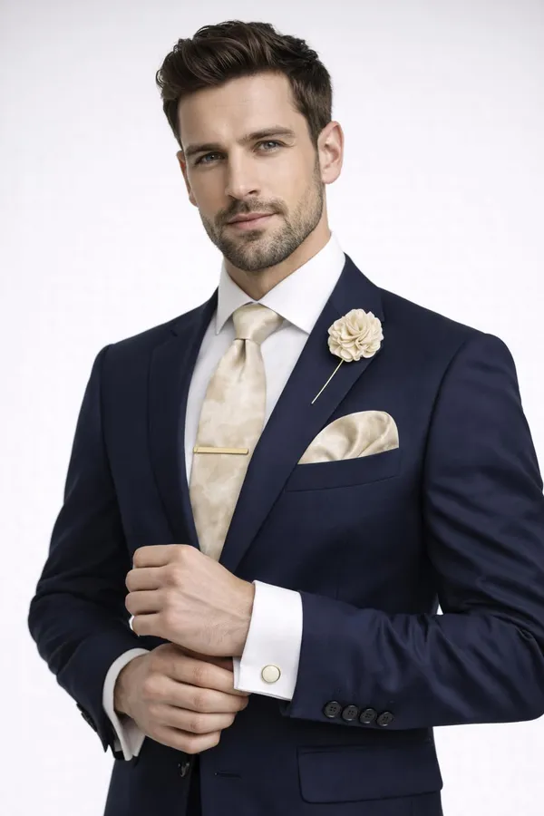AACHINO_Premium_Men�s_Velvet_Necktie_-_Elegant_Slim_Design_for_Weddings,_Formal_Events_&_Galas_-_Soft_Touch_Luxury_Fashion_Tie_for_Grooms_-_Rich_Solid_Color_Accessory_with_Gift_Box_(Beige)