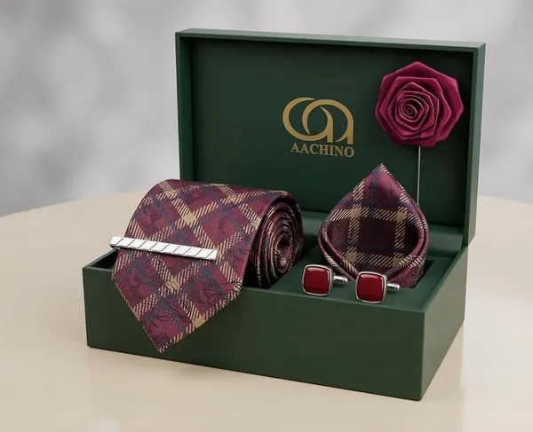 AACHINO_Designer_Silk_Tie_Set_–_Luxury_Formal_Fashion_Accessories_Combo_for_Groom,_Office_&_Party_Wear