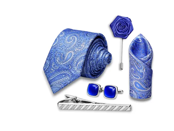 AACHINO_Italian_Micro_Fabric_Tie_Set_for_Men_with_Pocket_Square,_Cufflinks,_Tie_Pin_&_Lapel_Pin_|_Premium_Wedding_&_Formal_Gift_Box_(Rain_Blue)