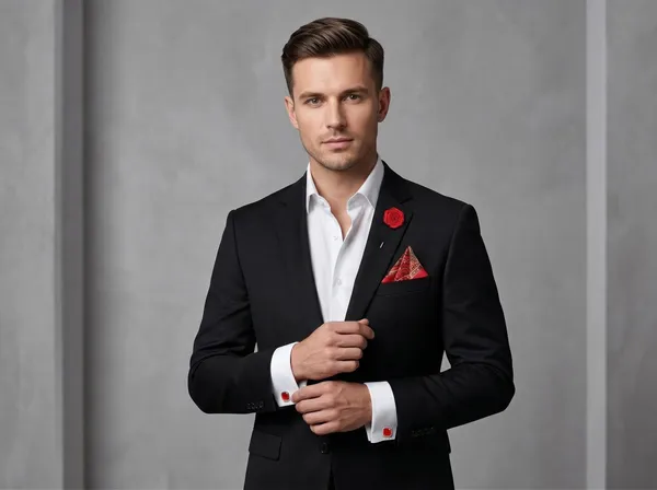AACHINO_Pocket_Square,_Cufflinks_&_Lapel_Pin_Set_for_Men_with_Premium_Gift_Box_|_Polyester_Formal_Accessories_Combo_for_Wedding,_Party,_Office_Wear_(Red_Cof)