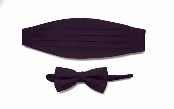 AACHINO_Premium_Men's_Micro_Fiber_Neck_Bow_Tie_&_Cummerbund_Set_-_Elegant_Slim_Tie_for_Weddings,_Grooms_&_Formal_Events_-_Luxury_Smooth_Finish_Tuxedo_Accessory_with_Gift_Box_(Purple)