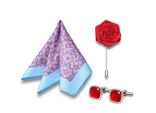 AACHINO_Pocket_Square,_Cufflinks_&_Lapel_Pin_Set_for_Men_with_Premium_Gift_Box_|_Polyester_Formal_Accessories_Combo_for_Wedding,_Party,_Office_Wear_(Fly)