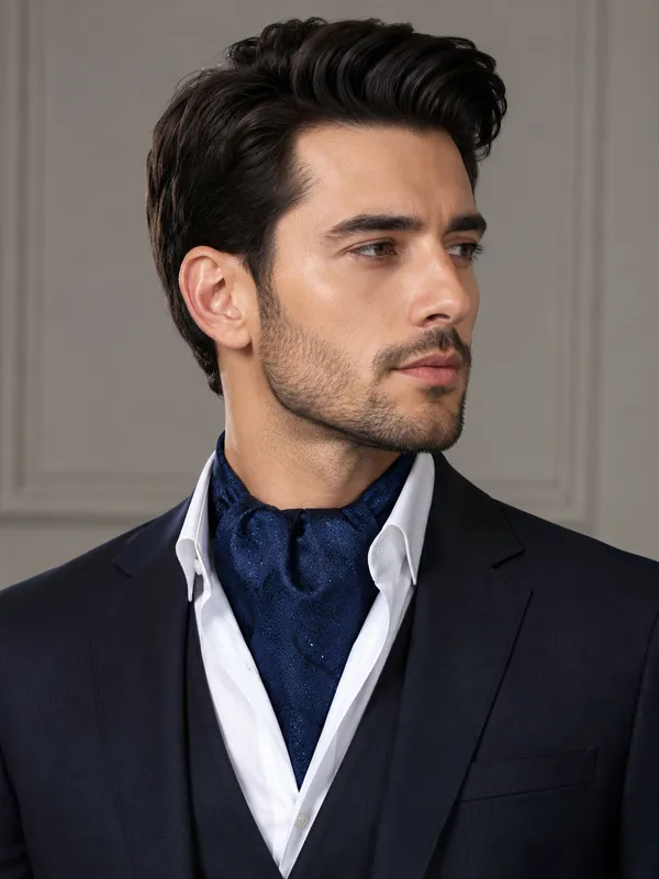 AACHINO_Premium_Cravat_for_Men_|_Micro_Fabric_Luxury_Neckwear_|_Wedding,_Party_&_Formal_Wear_|_Soft,_Elegant_&_Comfortable_Ascot_Tie_|_Perfect_Gifting_Accessory_for_Gentlemen_(A9_Bluie)