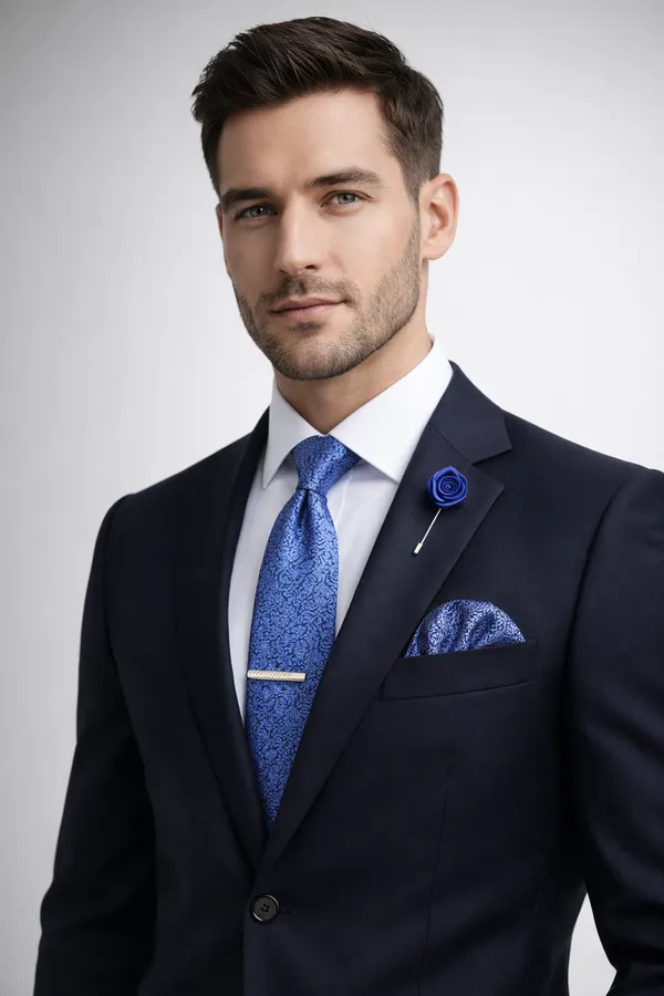 AACHINO_Italian_Micro_Fabric_Tie_Set_for_Men_with_Pocket_Square,_Cufflinks,_Tie_Pin_&_Lapel_Pin_|_Premium_Wedding_&_Formal_Gift_Box_(Sm_Blue)