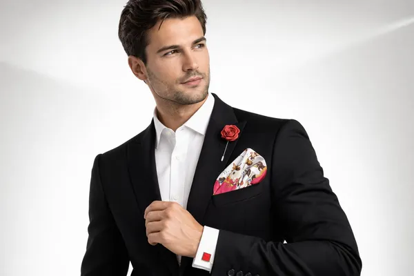AACHINO_Pocket_Square,_Cufflinks_&_Lapel_Pin_Set_for_Men_with_Premium_Gift_Box_|_Polyester_Formal_Accessories_Combo_for_Wedding,_Party,_Office_Wear_(Pink)