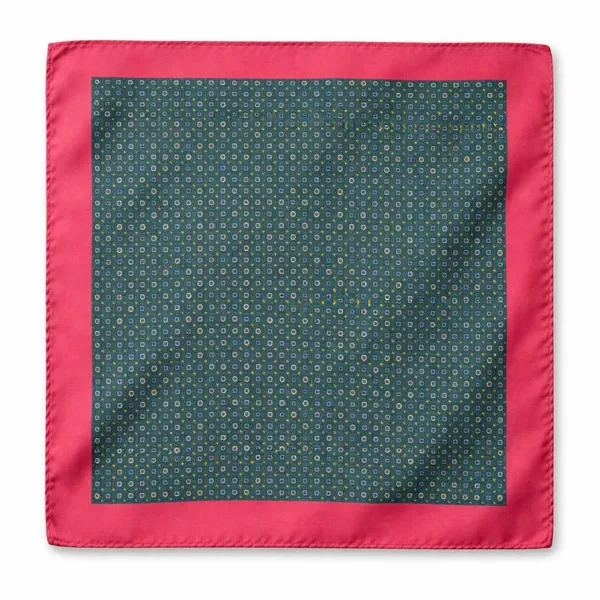 AACHINO_Pocket_Square,_Cufflinks_&_Lapel_Pin_Set_for_Men_with_Premium_Gift_Box_|_Polyester_Formal_Accessories_Combo_for_Wedding,_Party,_Office_Wear_(Red_Grn_Geometric)