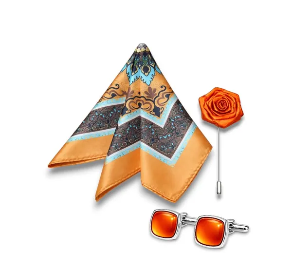 AACHINO_Elite_Men�s_Accessories_Set_with_Gift_Box_�_Pocket_Square,_Cufflinks_&_Lapel_Pin_|_Premium_Polyester_Formal_Combo_for_Wedding,_Party_&_Office_Wear_(Org_Ful)