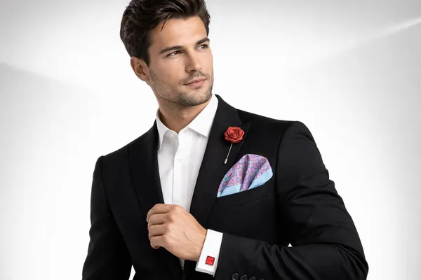 AACHINO_Pocket_Square,_Cufflinks_&_Lapel_Pin_Set_for_Men_with_Premium_Gift_Box_|_Polyester_Formal_Accessories_Combo_for_Wedding,_Party,_Office_Wear_(Fly)