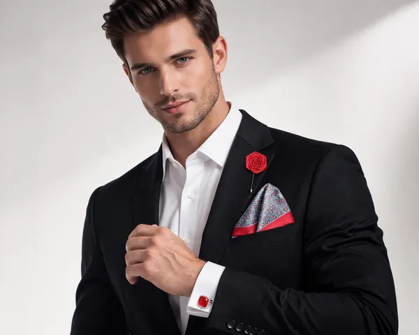 AACHINO_Pocket_Square,_Cufflinks_&_Lapel_Pin_Set_for_Men_with_Premium_Gift_Box_|_Polyester_Formal_Accessories_Combo_for_Wedding,_Party,_Office_Wear_(Geometric_Barei_Red)