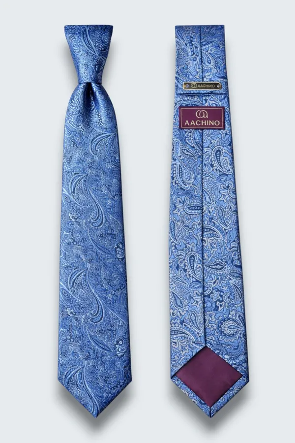 AACHINO_Italian_Micro_Fabric_Tie_Set_for_Men_with_Pocket_Square,_Cufflinks,_Tie_Pin_&_Lapel_Pin_|_Premium_Wedding_&_Formal_Gift_Box_(Cyan_Blue)