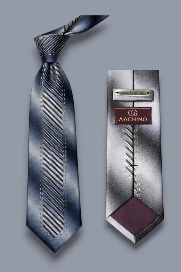 AACHINO_100%_Micro_Fabric_Necktie_for_Men_|_Premium_Formal_Tie_for_Wedding,_Business,_Party_&_Office_Wear_(Silver)