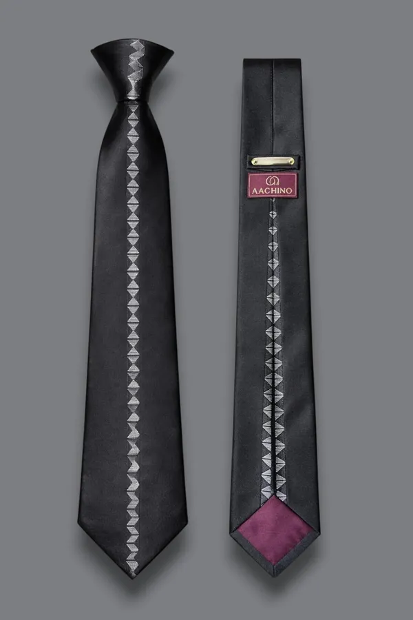 AACHINO_100%_Micro_Fabric_Necktie_for_Men_|_Premium_Formal_Tie_for_Wedding,_Business,_Party_&_Office_Wear_(Silver_Cut)