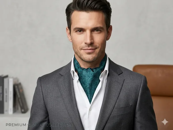 AACHINO_Premium_Cravat_for_Men_|_Micro_Fabric_Luxury_Neckwear_|_Wedding,_Party_&_Formal_Wear_|_Soft,_Elegant_&_Comfortable_Ascot_Tie_|_Perfect_Gifting_Accessory_for_Gentlemen_(A9_Green)