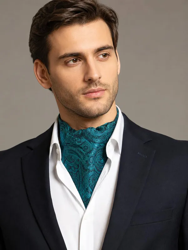 AACHINO_Premium_Cravat_for_Men_|_Micro_Fabric_Luxury_Neckwear_|_Wedding,_Party_&_Formal_Wear_|_Soft,_Elegant_&_Comfortable_Ascot_Tie_|_Perfect_Gifting_Accessory_for_Gentlemen_(A9_Greenie)