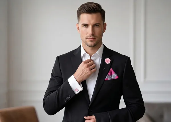 AACHINO_Signature_Men�s_Formal_Combo_Set_�_Pocket_Square,_Cufflinks_&_Lapel_Pin_with_Premium_Gift_Box_|_Polyester_Designer_Accessories_for_Wedding,_Party_&_Office_Wear_(Pink_Multi_Frm)