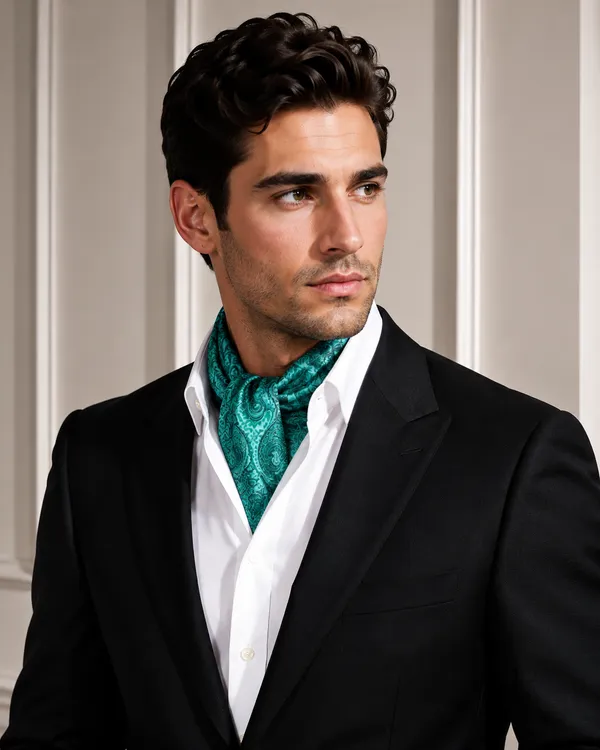 AACHINO_Luxury_Paisley_Micro_Silk_Ascot_Tie_for_Men_-_Premium_Italian_Style_Cravat_|_Formal_&_Casual_Neckwear_for_Weddings,_Parties,_and_All_Seasons_|_Elegant_Men's_Fashion_Accessory_(A9_Green)