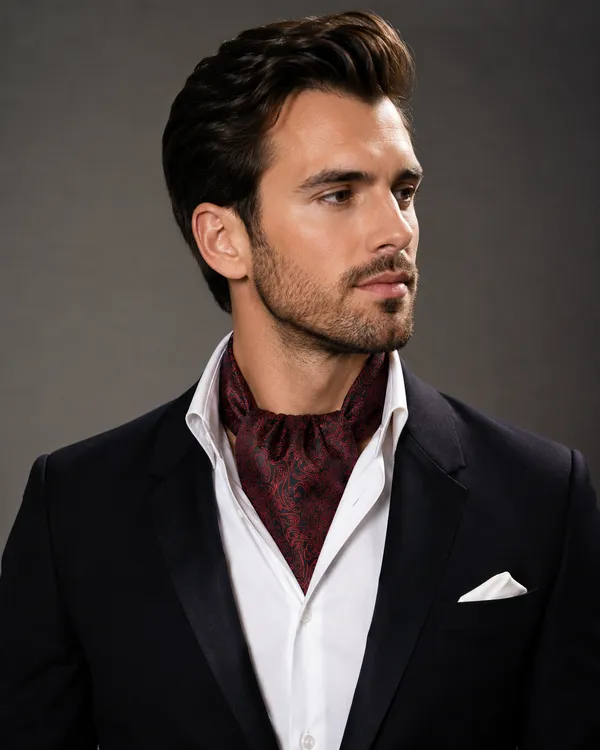 AACHINO_Luxury_Paisley_Micro_Silk_Ascot_Tie_for_Men_-_Premium_Italian_Style_Cravat_|_Formal_&_Casual_Neckwear_for_Weddings,_Parties,_and_All_Seasons_|_Elegant_Men's_Fashion_Accessory_(A9_Maroon)