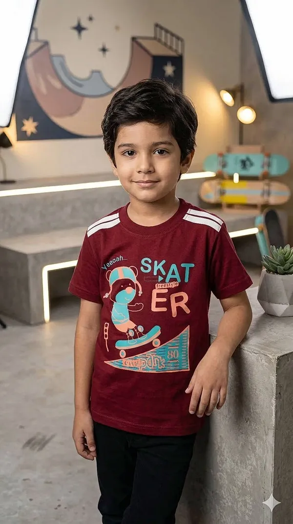 Boys_Maroon_Skater_Print_T_Shirt_Pack_Of_2