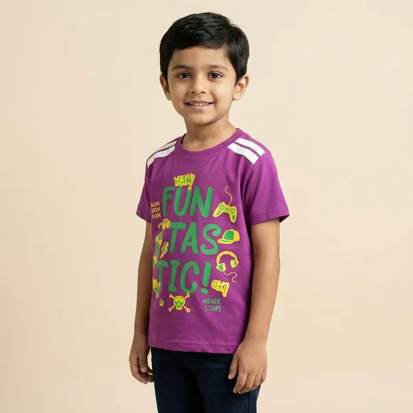 Boys_Purple_Fun_Tastic_Graphic_Print_T_Shirt_With_White_Shoulder_Stripes_Pack_Of_2