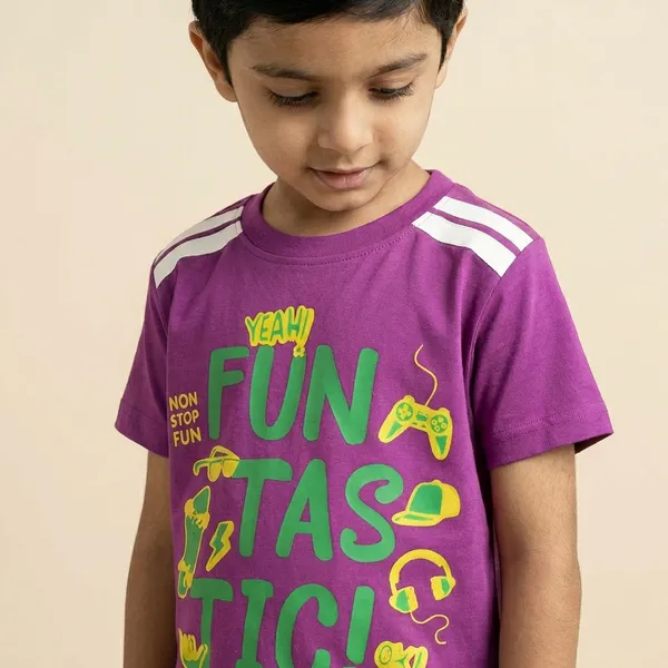 Boys_Purple_Fun_Tastic_Graphic_Print_T_Shirt_With_White_Shoulder_Stripes_Pack_Of_2