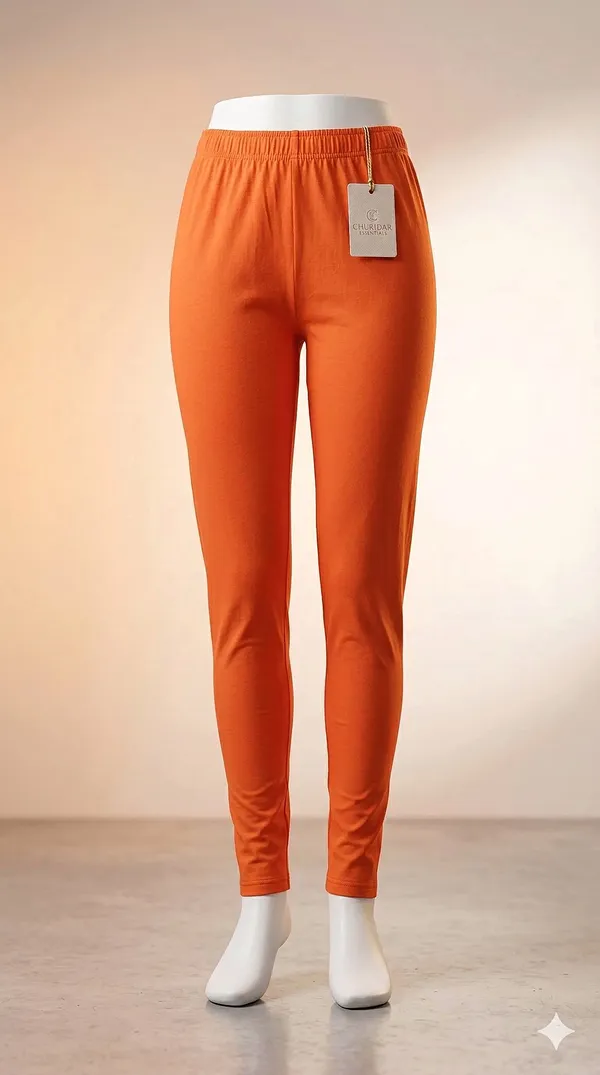 Womens_Comfortable_Stretchable_Cotton_Leggings_Orange_Pack_Of_2