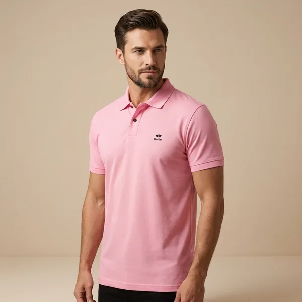 Mens_Pink_Polo_T_Shirt_With_Short_Sleeves
