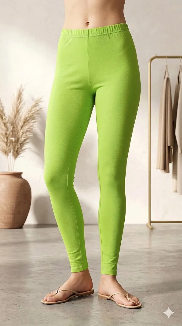 Womens_Bright_Green_Cotton_Stretch_Leggings_Pack_Of_2