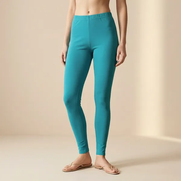 Womens_Turquoise_Blue_Cotton_Leggings_Pack_Of_2