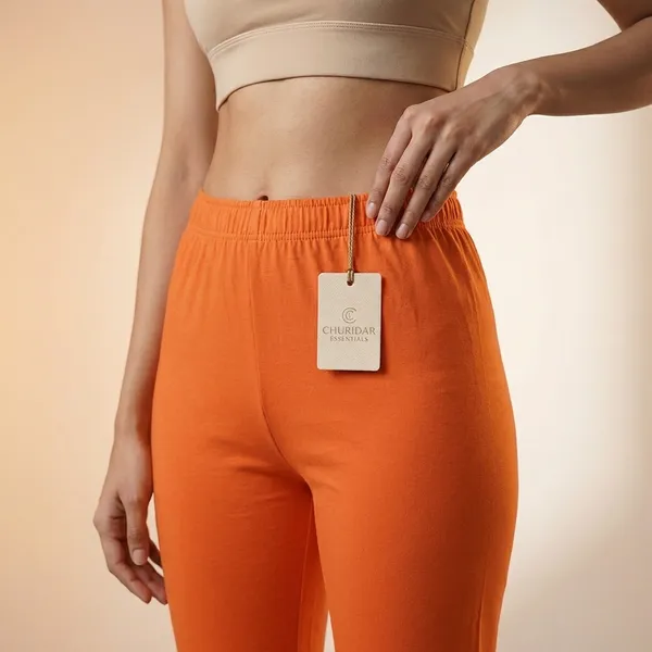 Womens_Comfortable_Stretchable_Cotton_Leggings_Orange_Pack_Of_2