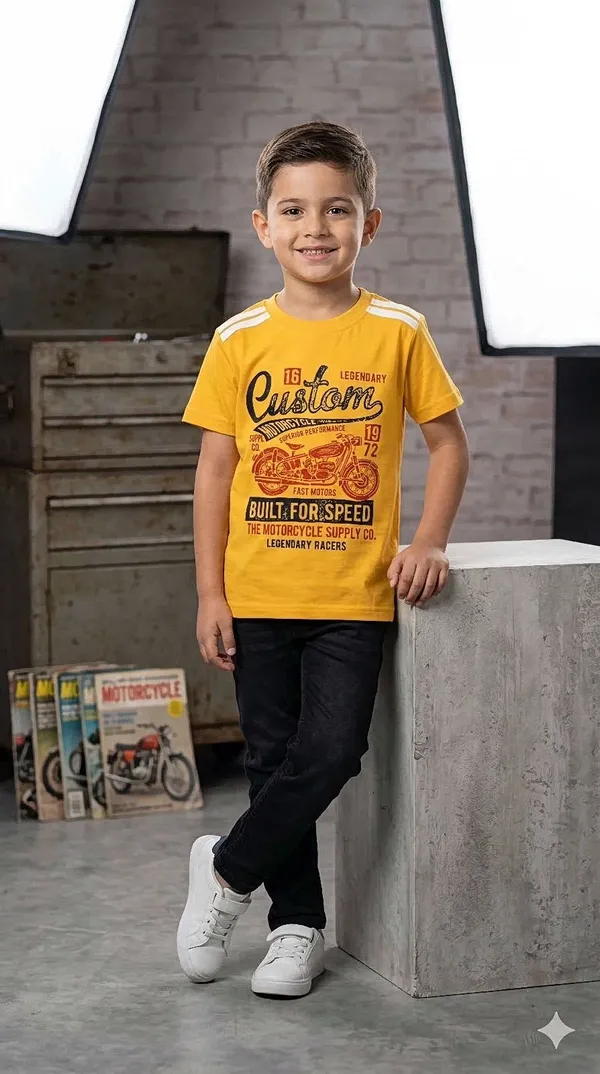 Boys_Yellow_Custom_Motorcycle_Graphic_T_Shirt_With_White_Shoulder_Stripes_Pack_Of_2
