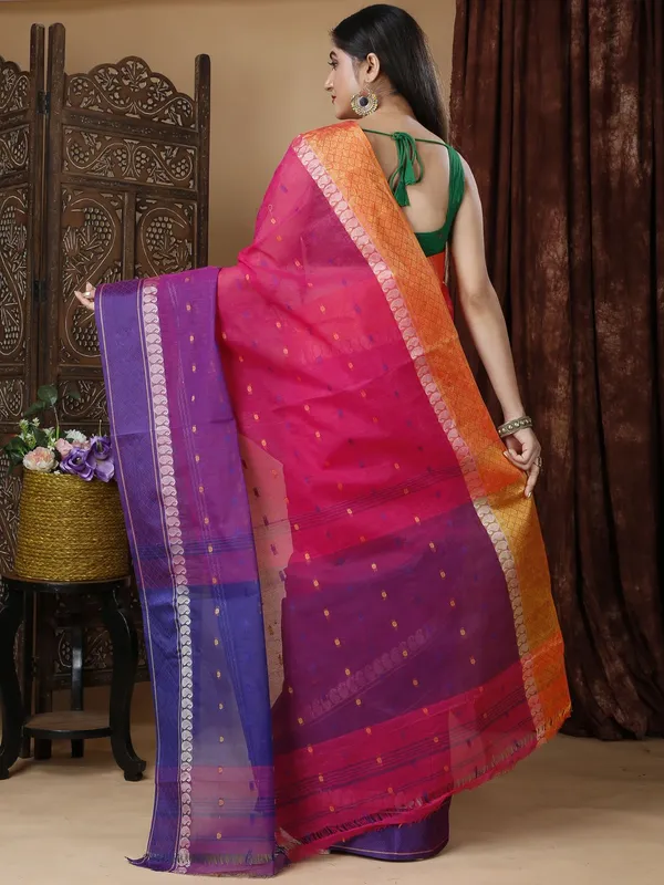 100%_Pure_Cotton_Srilok_Woven_Tank_Saree_Pink