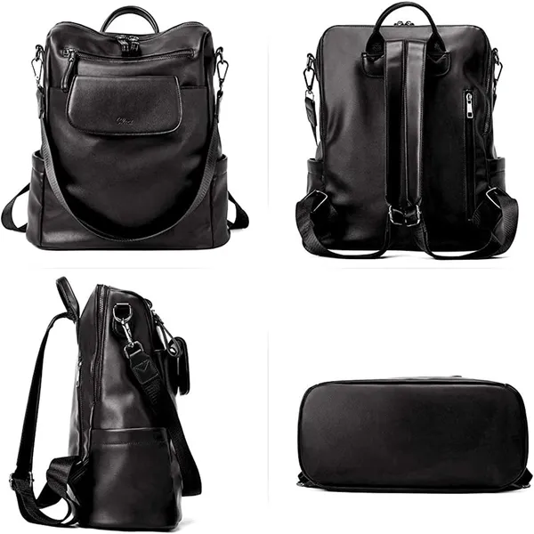 Leather_Backpack_Purse_For_Women_Convertible_Shoulder_Bag_Travel_Backpack_With_Front_Flap_Pocket_Fashion_Ladies_Daypack_Handbag
