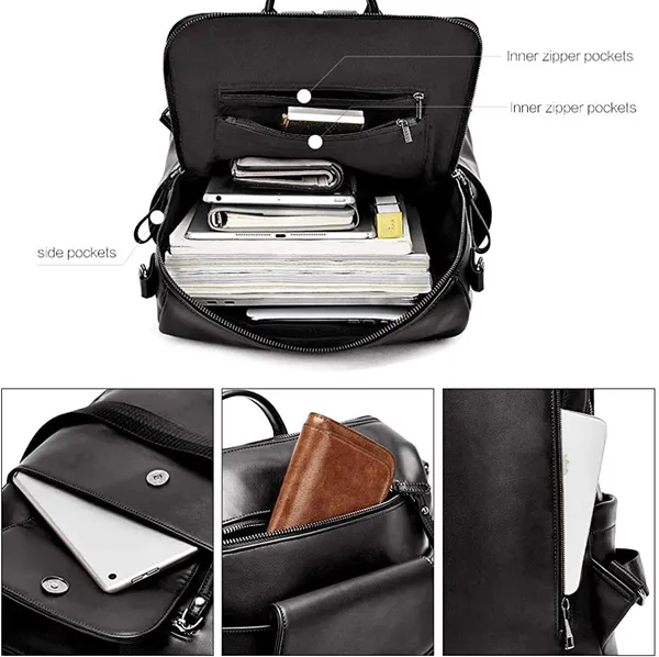 Leather_Backpack_Purse_For_Women_Convertible_Shoulder_Bag_Travel_Backpack_With_Front_Flap_Pocket_Fashion_Ladies_Daypack_Handbag
