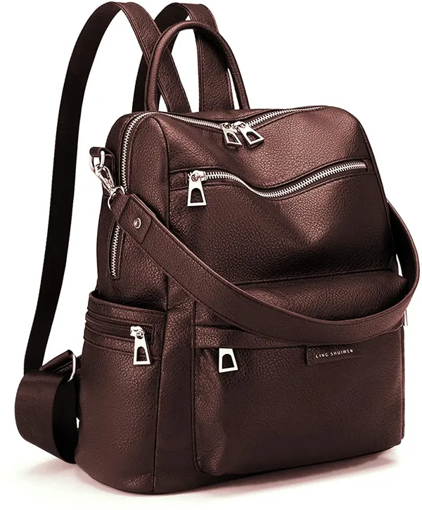 Casual_Daypack_Handbag_Leather_Backpack_Purse_For_Women_18_Litres