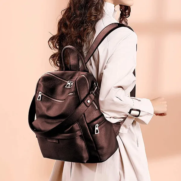 Casual_Daypack_Handbag_Leather_Backpack_Purse_For_Women_18_Litres