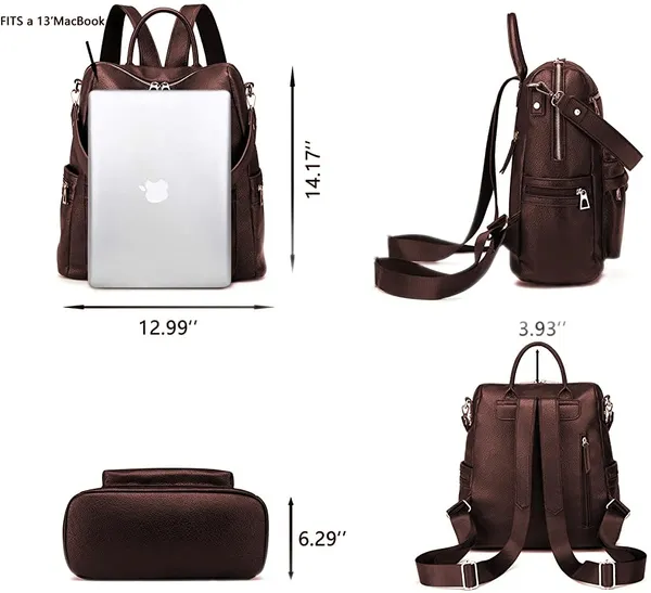 Casual_Daypack_Handbag_Leather_Backpack_Purse_For_Women_18_Litres