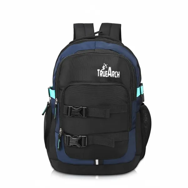 Water_Resistant_Laptop_Backpack_Medium_Travel_School_Bag_With_Multi_Pockets_Ergonomic_Padding_Side_Bottle_Holder_Heavy_Duty_Zippers_For_Work_College_Hiking_Black_Turquoise