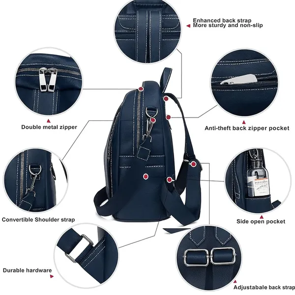 Daypack_Casual_Work_College_Shoulder_Bag_Faux_Leather_Backpack_For_Women_18_Litres
