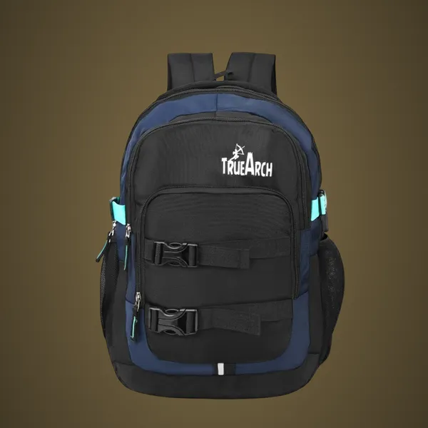 Water_Resistant_Laptop_Backpack_Medium_Travel_School_Bag_With_Multi_Pockets_Ergonomic_Padding_Side_Bottle_Holder_Heavy_Duty_Zippers_For_Work_College_Hiking_Black_Turquoise