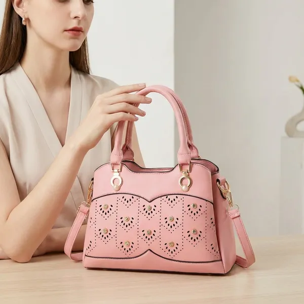 Pink_Synthetic_Handbag_For_Women