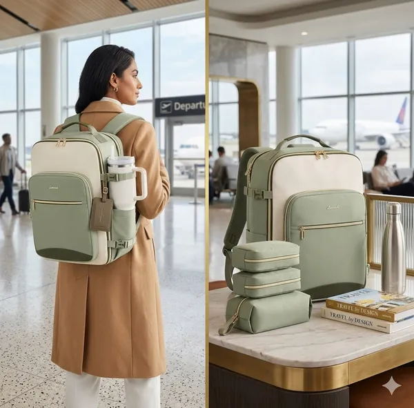 Green_And_White_Polyester_Fabric_Backpack_With_Organizers_For_Students