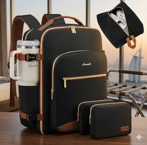 Black_And_Brown_Polyester_Fabric_4-In-1_Travel_Set_For_Travel