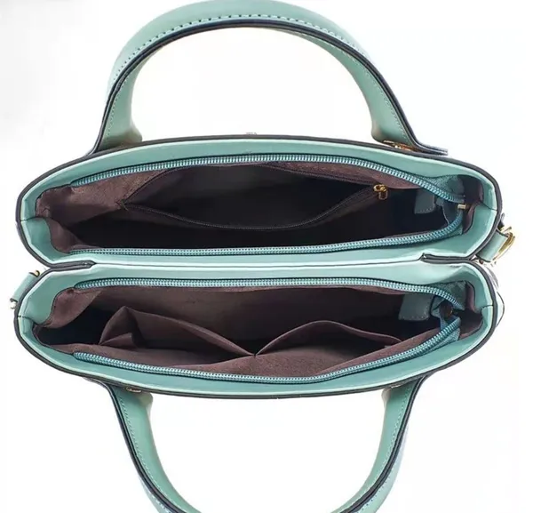 Black_And_Green_Leather_Trim_Handbag_For_Women