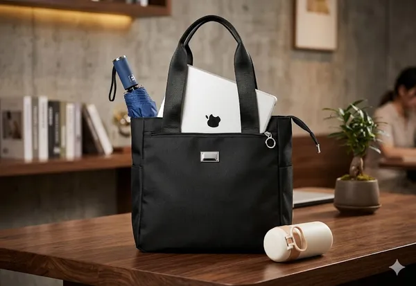 Black_Nylon_Tote_Bag_For_Unisex